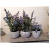 Image 1 : Three Small Potted Artificial Plants With the Tallest Being 10"