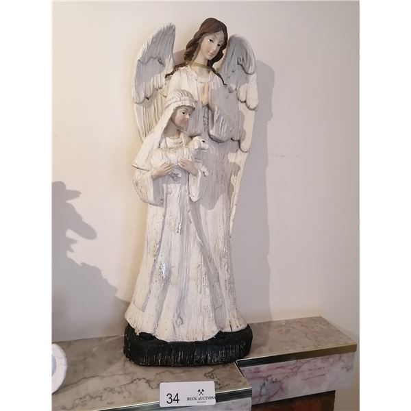 Large Plaster Statue of an Angel and Sheppard 18" Tall