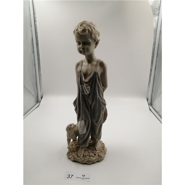 Classic Figurine With a Boy and His Dog 15.5" Tall