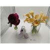 Image 1 : Murano Art Glass Flower and Two Artificial Flowers in Gel