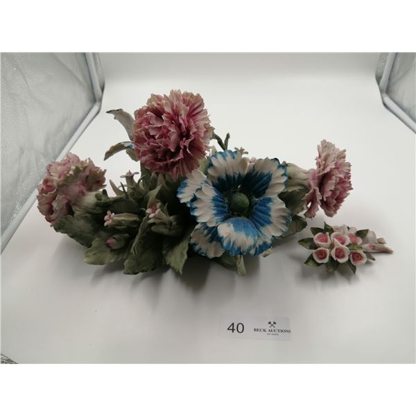 Ornate Unique Ceramic Flowers 8" Inches Tall