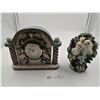 Image 1 : Decorative Mantle 7" Clock and Two Turtle Dove Figurine