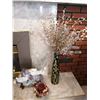 Image 1 : Glass Mosaic Plant Vase With Silver Ornate Plants 36" Tall Decorative Candle Holder Turtle Wall