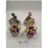 Image 1 : Two Ceramic Girl Figurines 5" Tall Porcelain and Two Flower Decorations Items