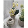 Image 3 : Assorted Home Decor Includes Artificial Plants Pottery and Glassware 12" Tallest