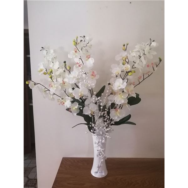 Artificial Flowers in Porcelain Vase 35" Tall