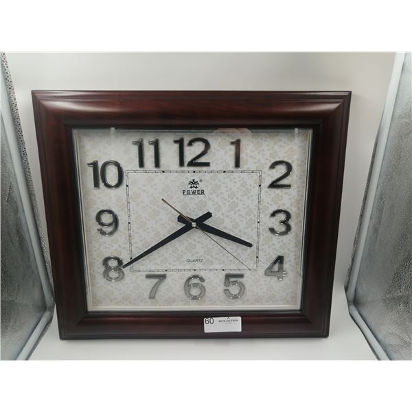 Power Quartz Wall Clock Battery Powered and Sweeping Second Hand 20" Long  x 17" Wide