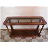 Image 1 : Wooden Glass Top Console Table 27" Tall x 48" Wide x 16" Deep