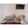Image 1 : Huge Silver Plated Lot of Serving Trays and Drink Ware