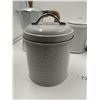 Image 2 : Three Porcelain Kitchen Cannisters Metal Coffee Container Gali and Zani Coffee Percolator