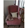 Image 1 : Pink Upholstered Wing-Backed Accent Chair