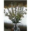 Image 2 : Wooden Plant Stand with Artificial Flowers in Crystal Vase