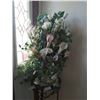 Image 2 : Rustic Metal Plant Stand with Artificial Flowers in Porcelain Vase