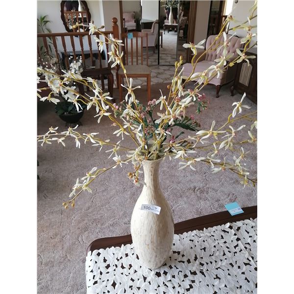 Glass Mosaic-Style Vase with Artificial Plant