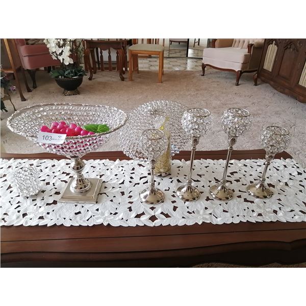 Set of Ornate Crystalline Decorative Pieces