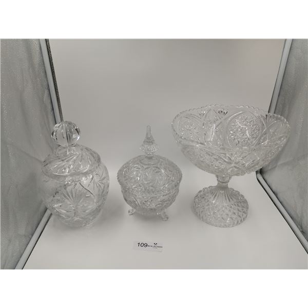 3 x Large Crystal Candy Bowls