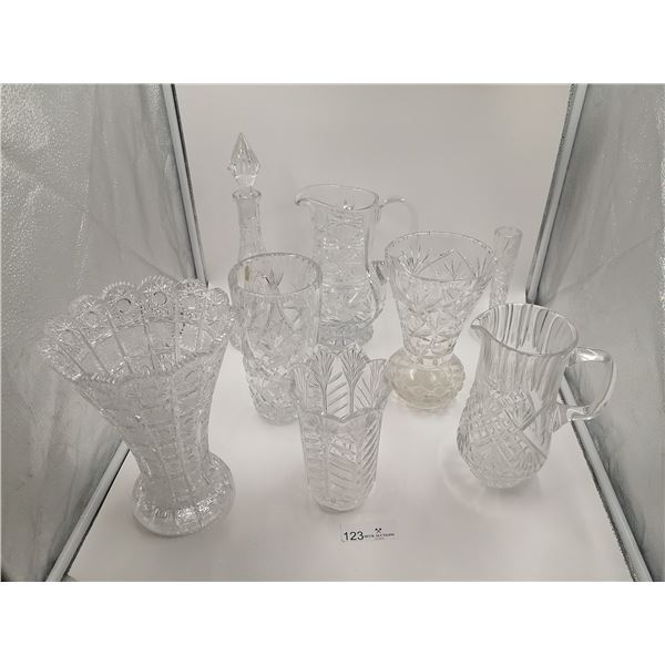 Assortment of Crystal Vases and Decanters