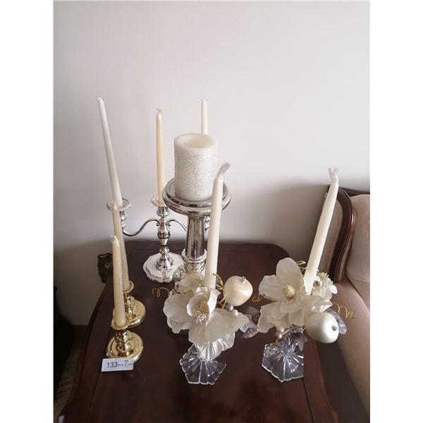 Silverplate Candelabra, Brass and Crystal Candleholders, and More!