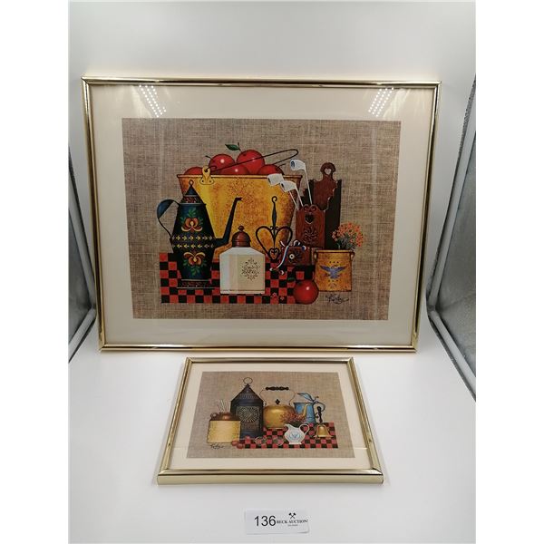 2 x Vintage Still Life Prints by Kirby
