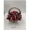Image 1 : Bassano Porcelain Basket of Roses  - Made In Italy