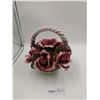 Image 2 : Bassano Porcelain Basket of Roses  - Made In Italy
