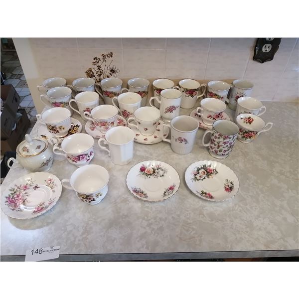 Assorted Fine China Teacups & Saucers (Including Royal Albert Old Country Roses, Westbury, & More)