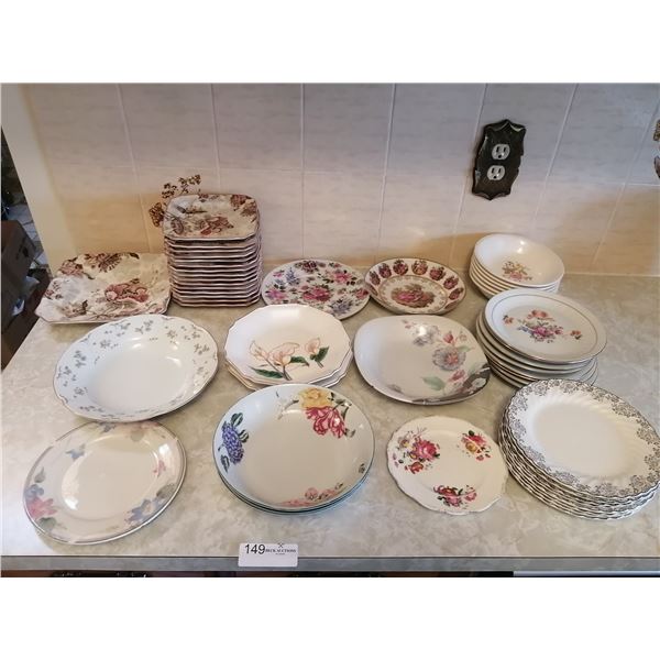 Assorted Decorative Porcelain Plates and Bowls