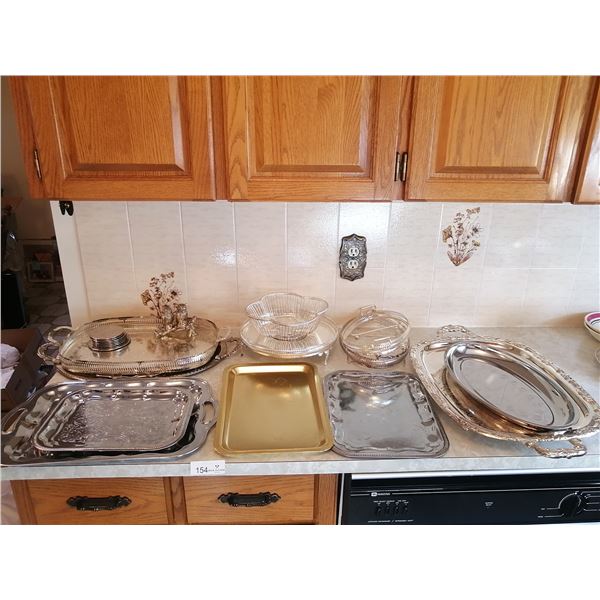 Assorted Metalware - Platters, Trays, Decorative Salt and Pepper Shaker Set, and More!