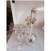 Image 1 : Bohemian Czech Crystal Decanter 6 Glass Set Gold Encrusted Flowers