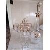 Image 2 : Bohemian Czech Crystal Decanter 6 Glass Set Gold Encrusted Flowers