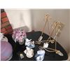 Image 3 : Ceramic Wishing Well Basket With Two Ornate Gold Colored Stands Plus More Items!