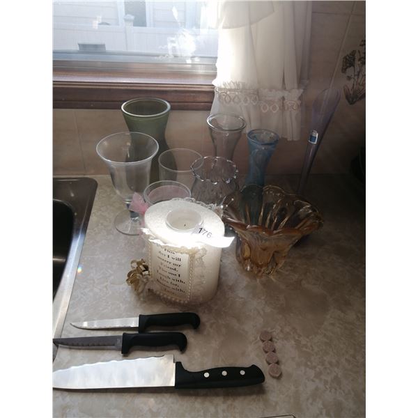 Vases Art Glass and a Candle Lot