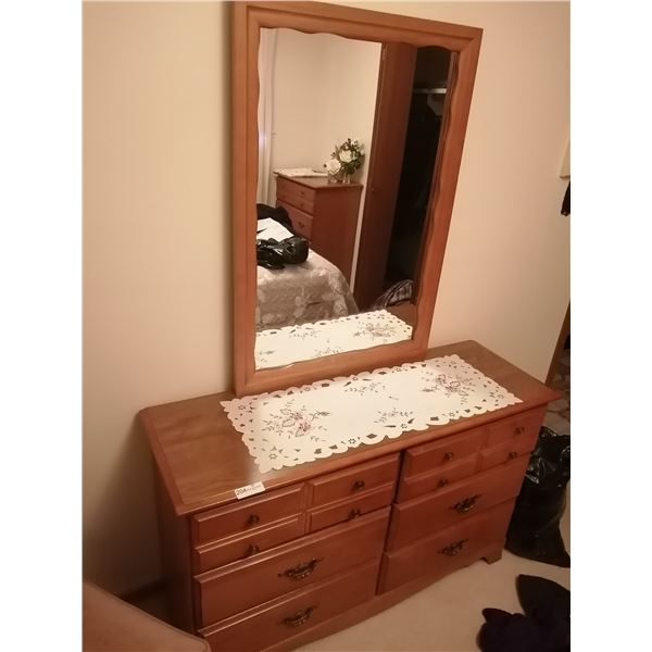 Wooden Chest of Drawers w/ Mirror