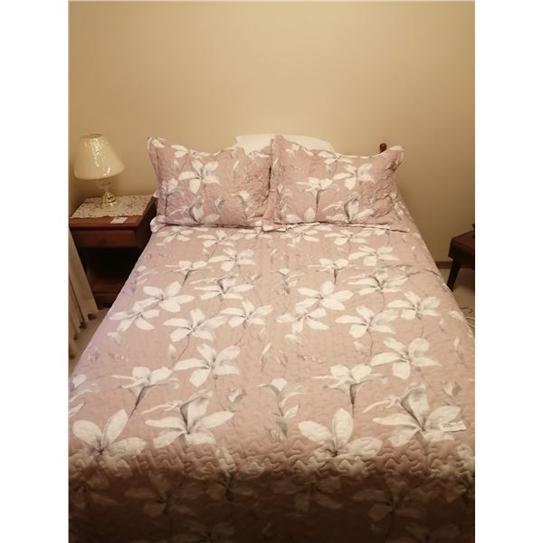 Double Bed with Bedframe, Headboard, Box Frame, and Mattress (Bedspreads Included)