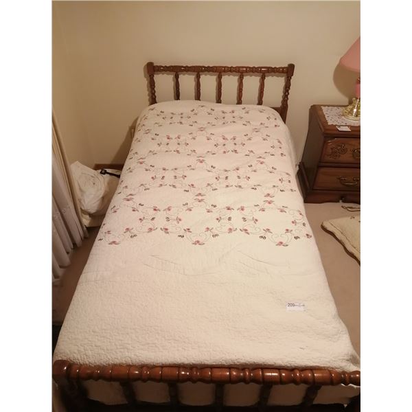Twin Bed w/ Frame, Box Spring, Sealy Silver Cloud Elite Mattress, Headboard, and Footboard