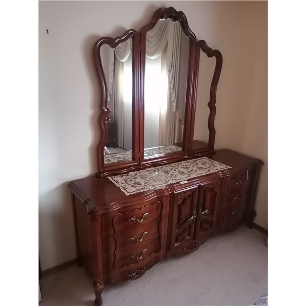 Vintage Wooden Chest of Drawers w/ Mirror