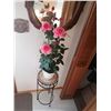 Image 1 : Metal Plant Stand with Potted Artificial Flowers