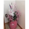 Image 2 : Artificial Flowers in Large Pink Ceramic Vase