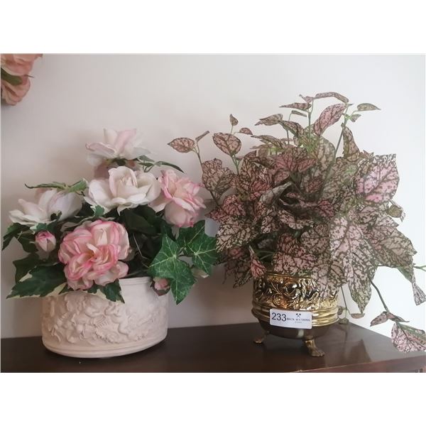 2 x Artificial Plants in Ornate Vases