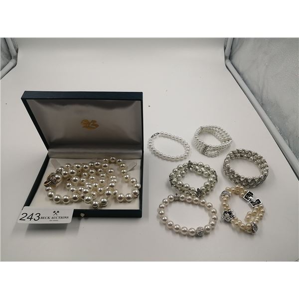 Pearl-Style Necklaces and Assortment of Pearl-Style Bracelets