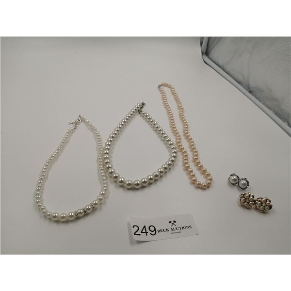 3 x Pearl-Style Necklaces and 2 x Pairs of Pearl-Style Earrings