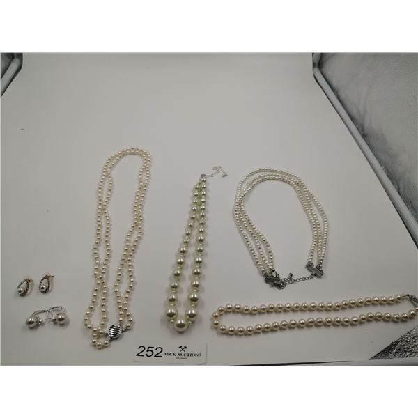 4 x Pearl-Style Necklaces and 2 x Pairs of Pearl-Style Earrings