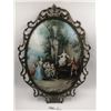Image 1 : Metal-Framed Baroque-Style Artwork on Curved Glass