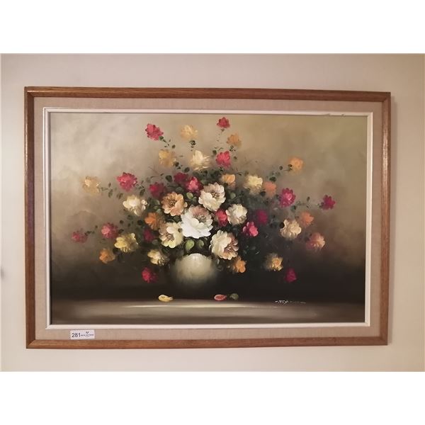 Oil on Canvas Painting of Flowers - By Robinson