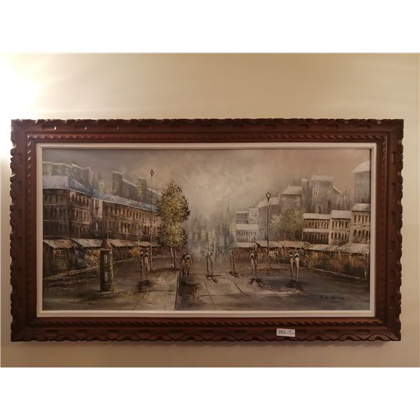 Oil on Canvas Painting of Street Corner - By N Steven