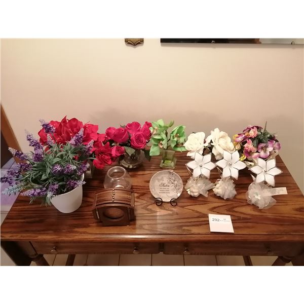 Assorted Artificial Flowers and Home Decor