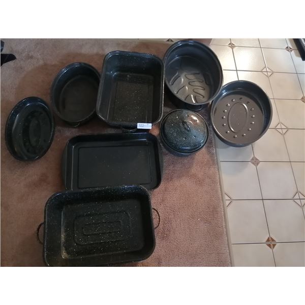 Assortment of Graniteware Roasters