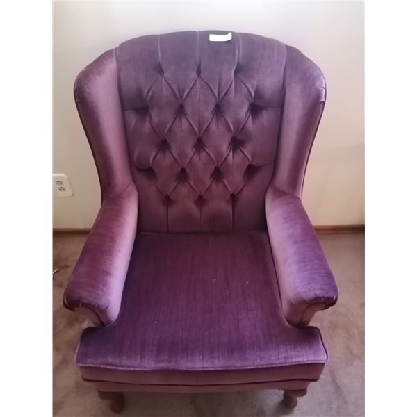 Vintage Upholstered Wing-Backed Chair