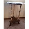 Image 3 : Marble-Top Wooden/Brass-Coloured Side Table