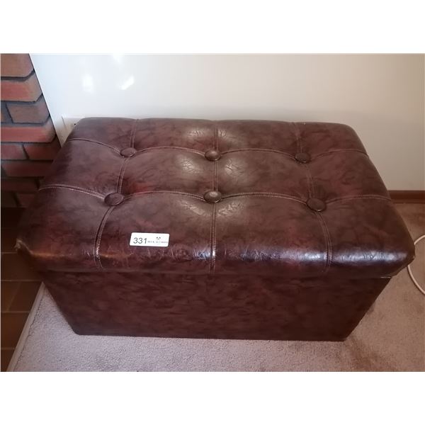 Leather-Style Storage Ottoman Full of Vintage Children's Toys and Books